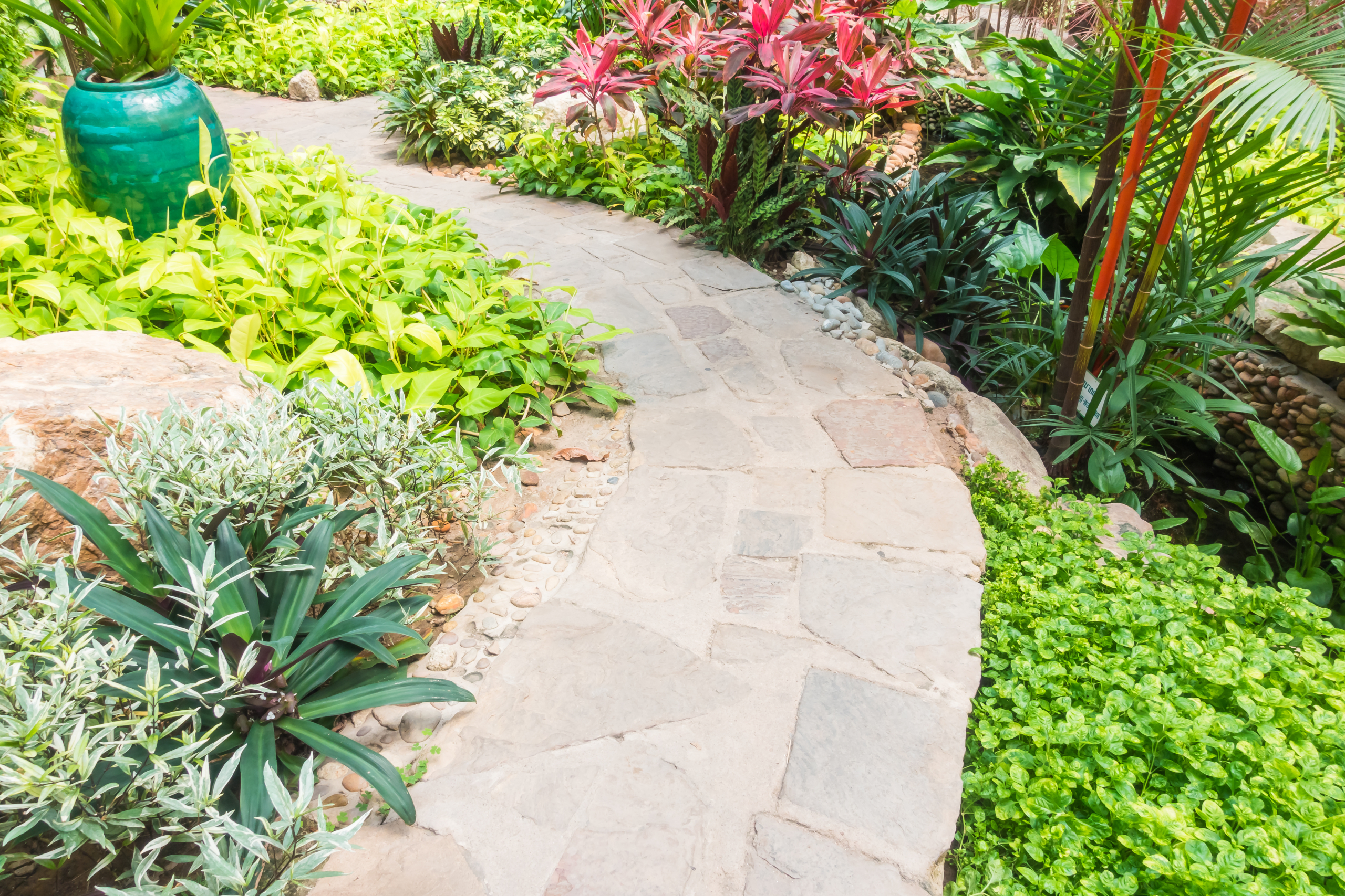 Landscape design emphasizing the pathway.