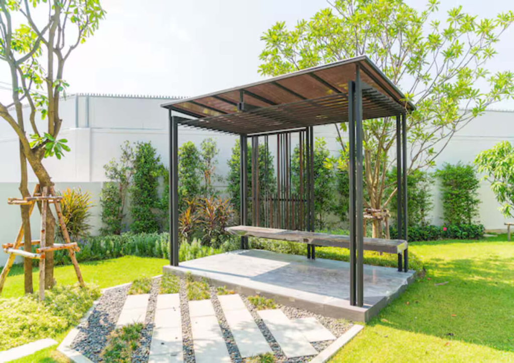 A stunning pergola feature in landscape design