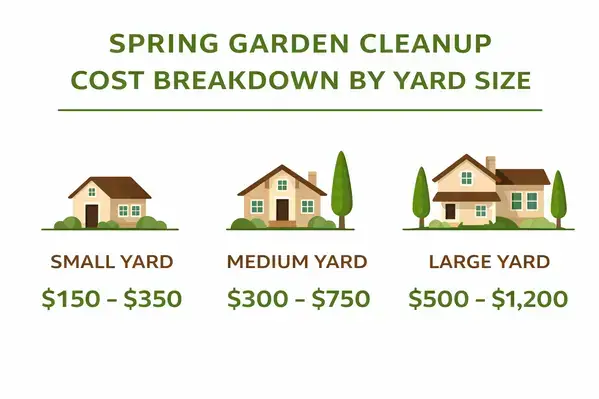 Spring garden cleanup cost comparison by yard size 2026